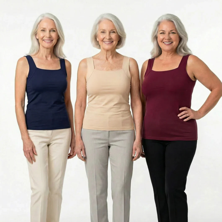 Komfort Tanktop für Damen mit integriertem Sport-BH, perfekt für zu Hause und unterwegs.