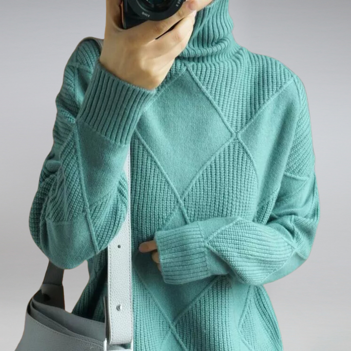 Hochwertiger Damen Rollkragen-Strickpullover, langarm, komfortabel & stilvoll.