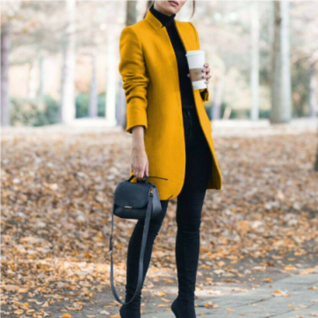 Stilvoller Damen Stehkragen Wintermantel mit Langarm & Knopfverschluss. Zeitloses Design für kalte Tage.