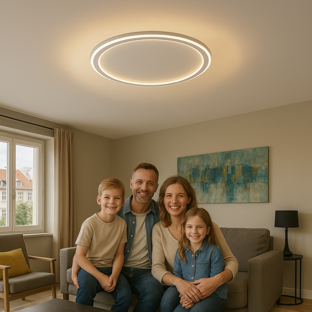 Modernes LED-Deckenlicht im minimalistischen Design, dimmbar, ideal für jeden Raum.