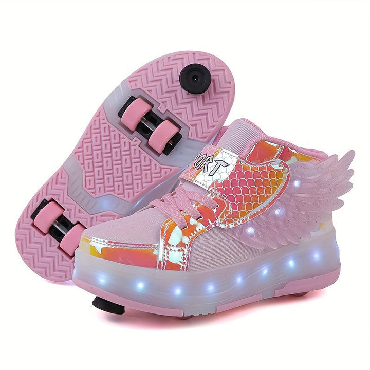 Kinder LED-Rollschuh-Sneaker mit Flügeln, leuchtend, ideal für Freizeit & Outdoor-Spaß, Unisex-Kinderschuhe.