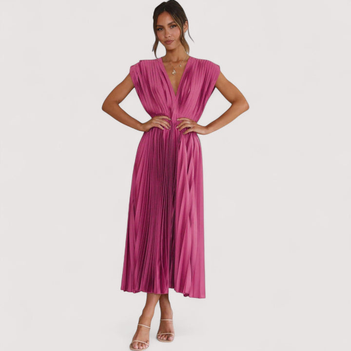 Vielseitiges Plisseekleid A-Linie für Damen, verstellbarer Bund, elegant und zeitlos.