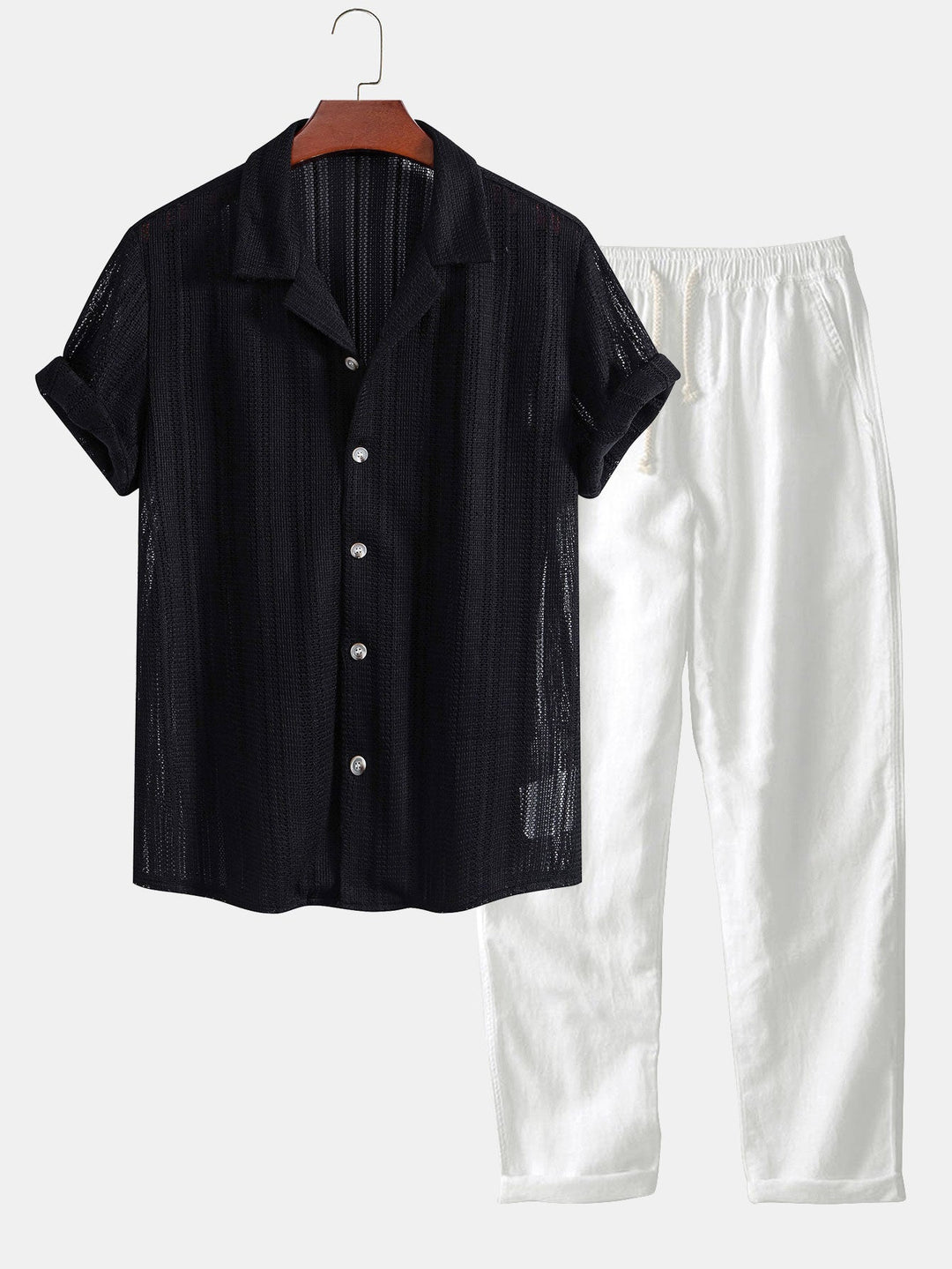 Herren Sommer Hemd und Hose Set, ideal für Freizeit, Strand und entspannten Urlaub.