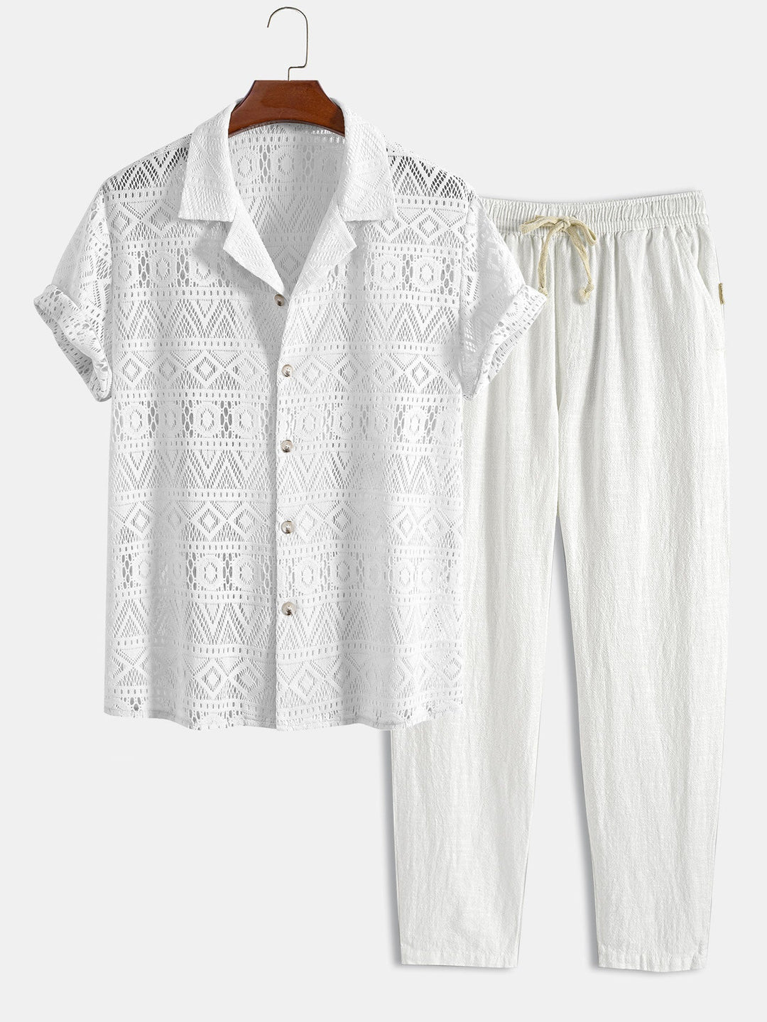 Modischer Herren Sommer Zweiteiler: atmungsaktives Hemd & Hose für den perfekten Casual Look.