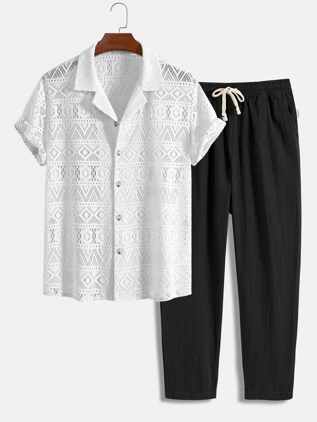 Komfortables Herren Freizeit Set, lockeres Hemd & Hose, ideal für heiße Sommertage.