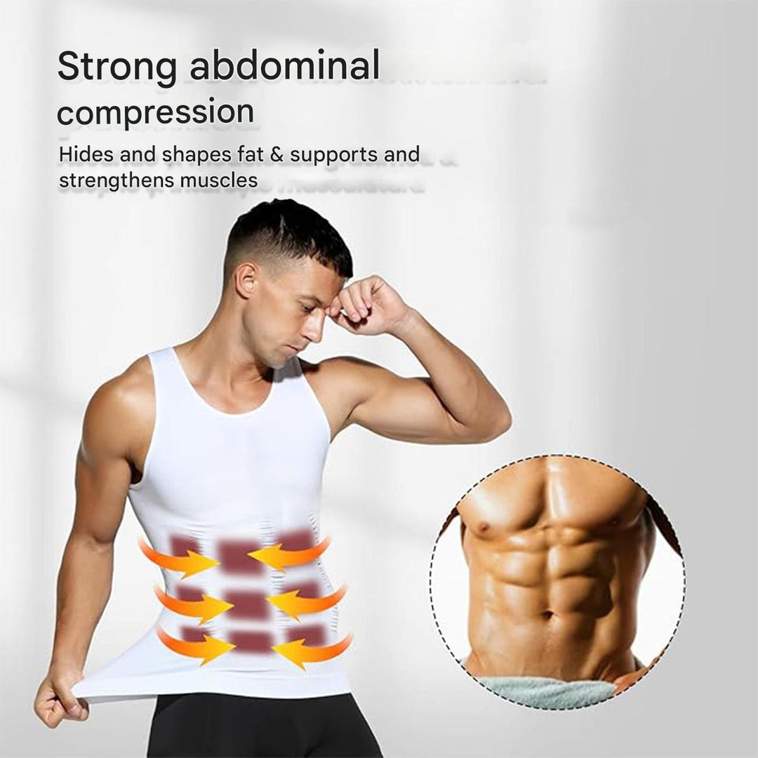 Männer Shapewear Unterhemd Noah in Schwarz. Schlankmachendes, korrigierendes Hemd für eine optimierte Figur.