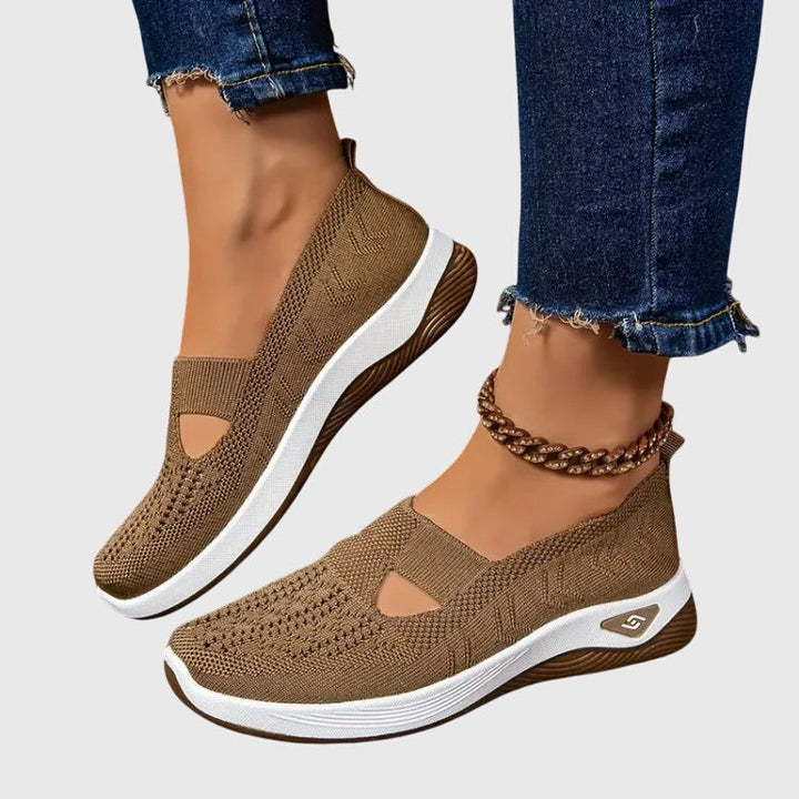 Graue ergonomische Damen Gehschuhe für täglichen Komfort. Bequeme, leichte Sneaker & Alltagsschuhe.