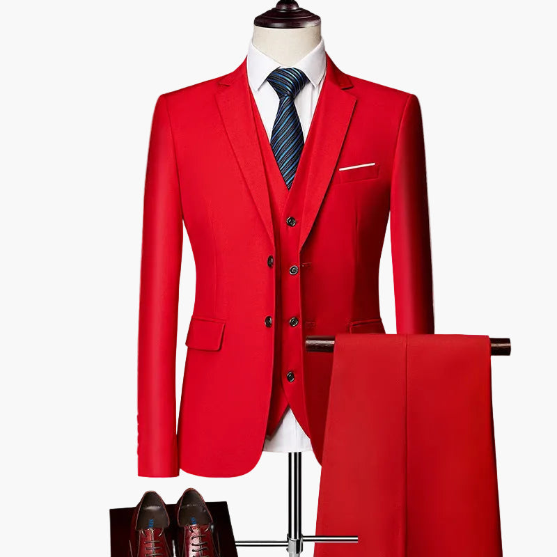 Herren Business Anzug 3-teilig Slim Fit, elegant kombiniert mit Hemd & Krawatte.