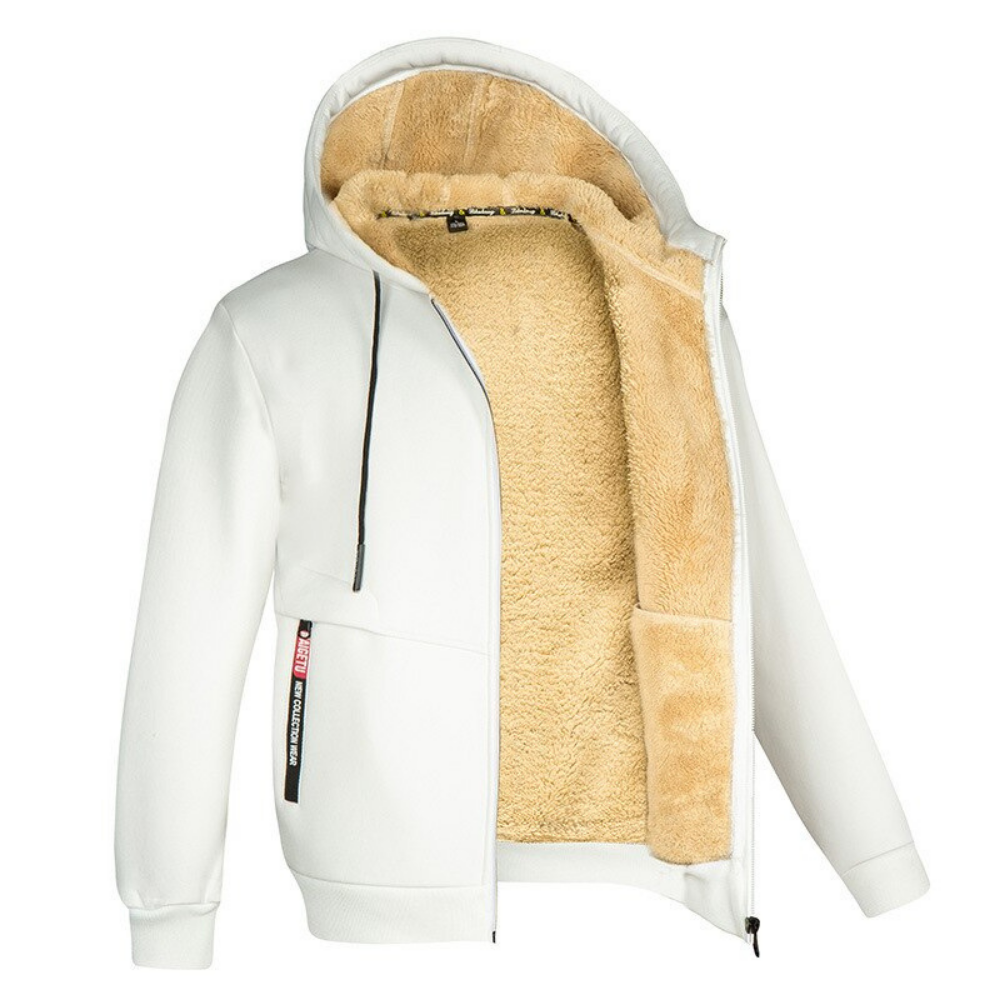 Gefütterte Herren Winterjacke mit Kapuze. Ideal für Outdoor & Freizeit, warm & trocken.