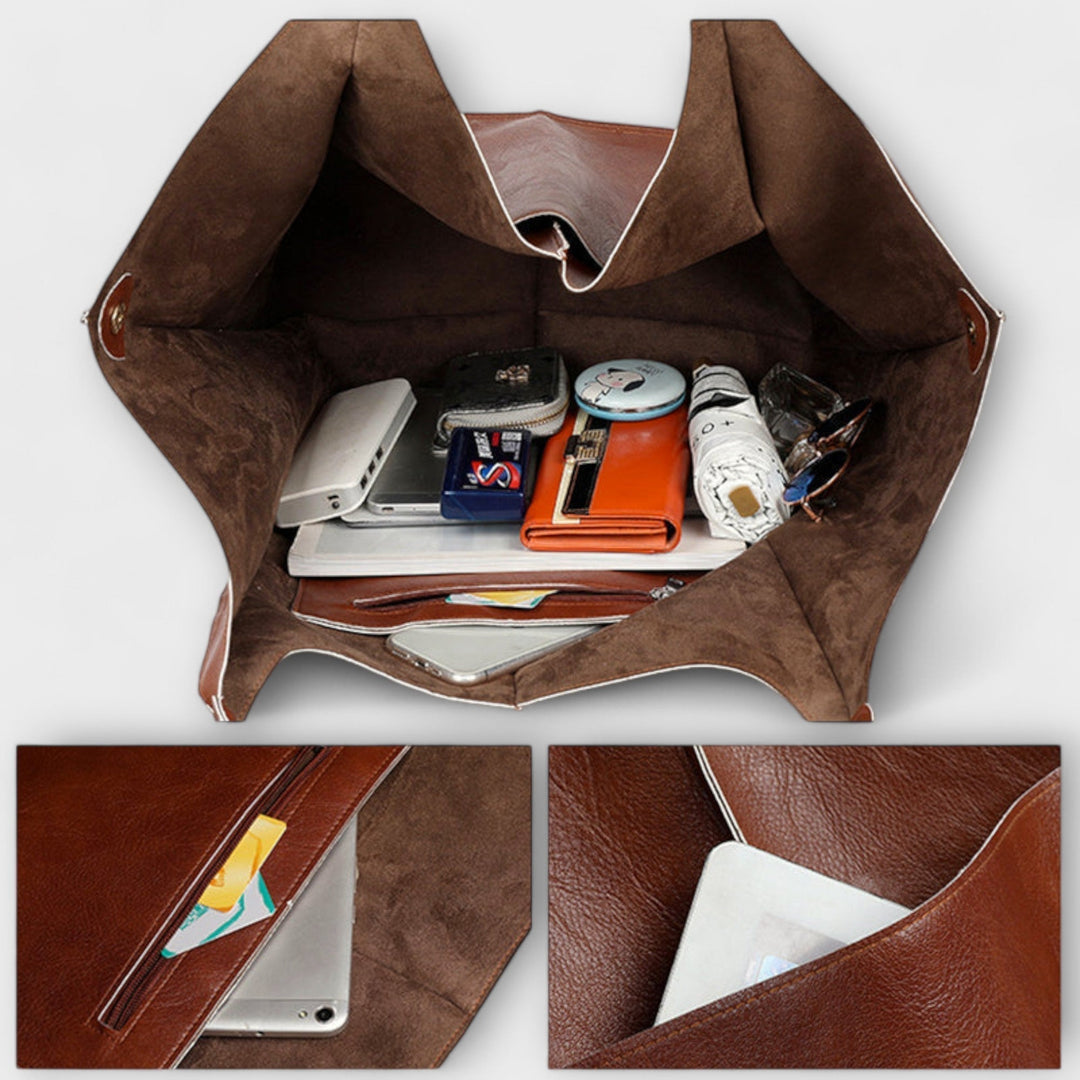 Vielseitige Wochenendtasche aus PU-Leder, oversize & unisex, perfekt für Alltag & Urlaub.