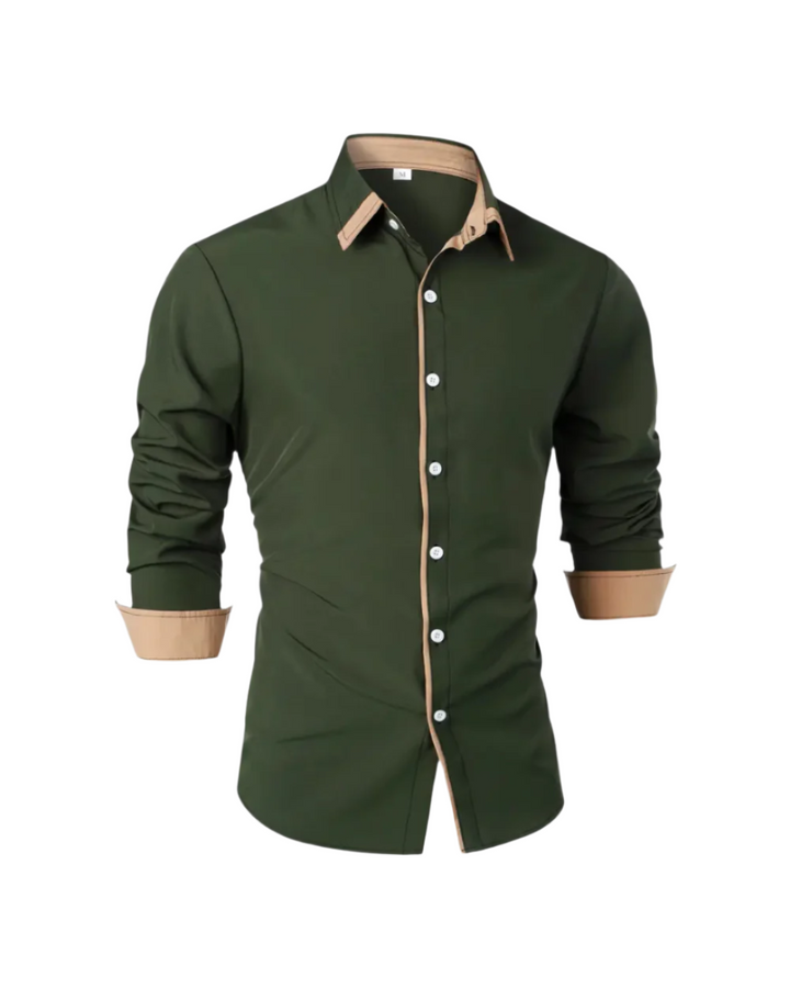 Klassisch-modernes Herren Langarmhemd Button-Up. Bequem, atmungsaktiv & vielseitig für Business Casual Outfits.