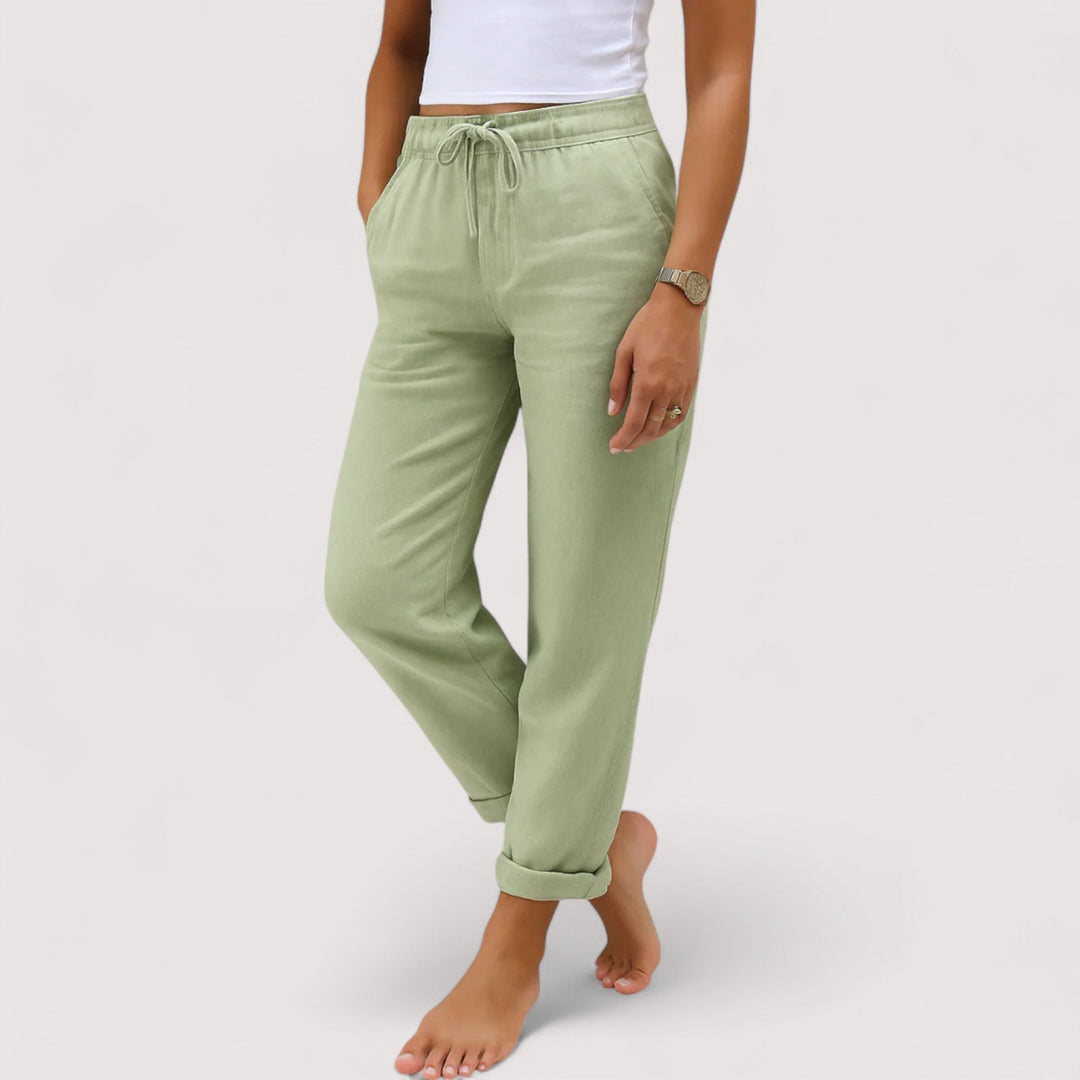 Elegante und bequeme Weitbein-Damenthose, ideal für Freizeit, Alltag und modische Sommer-Outfits.