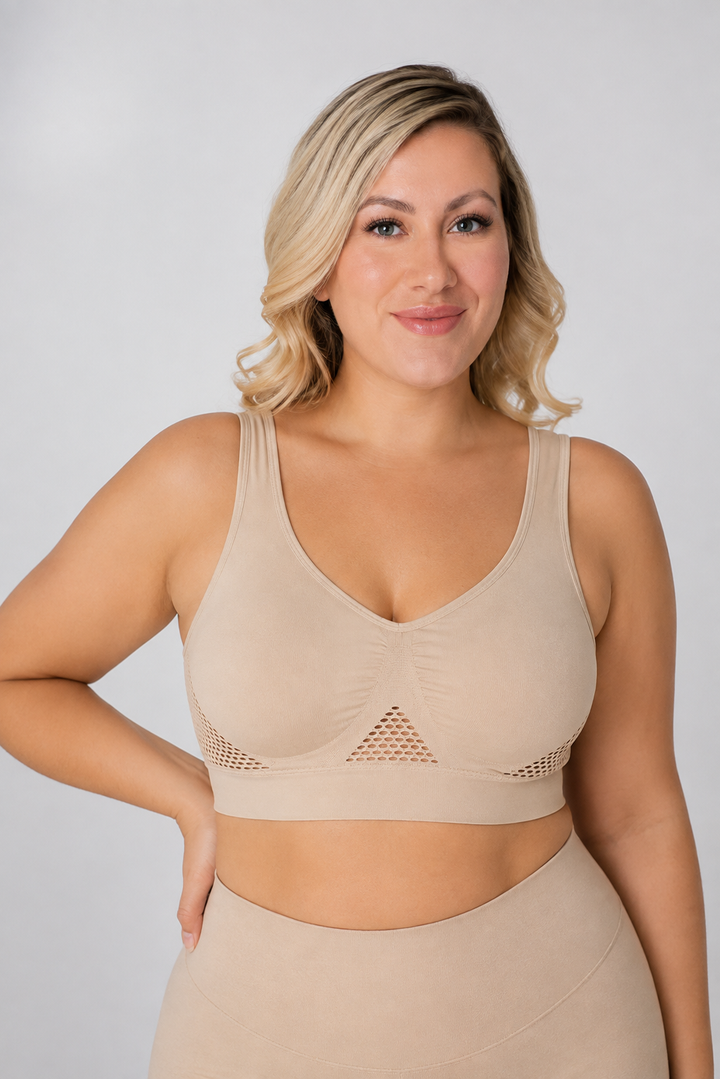 Leichter Sommer BH für Damen, atmungsaktiv & unsichtbar unter Kleidung, weicher Stoff.