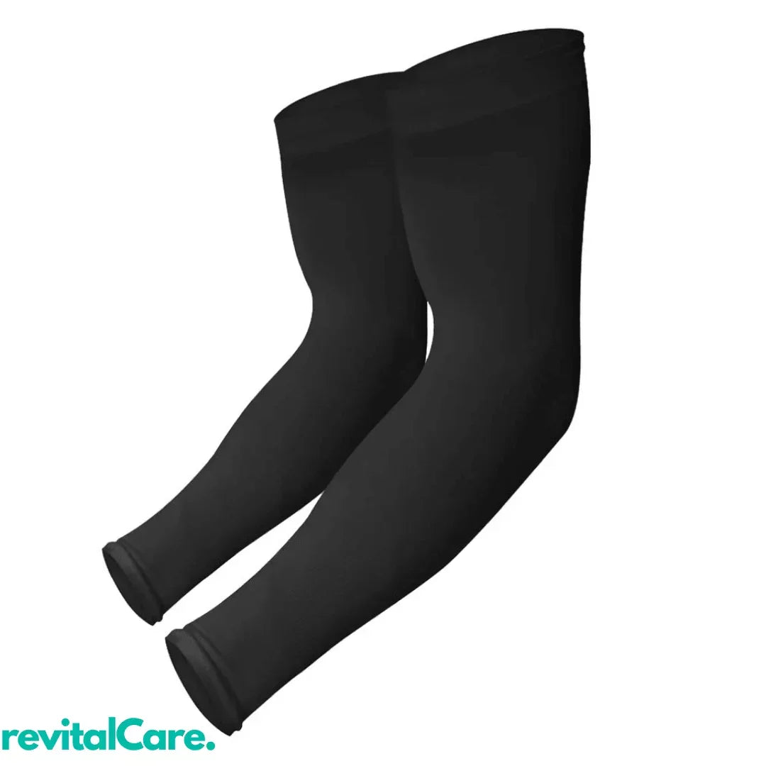 Regenerativer Kompressions-Armsleeve grau, zur Muskelunterstützung im Alltag & Sport.