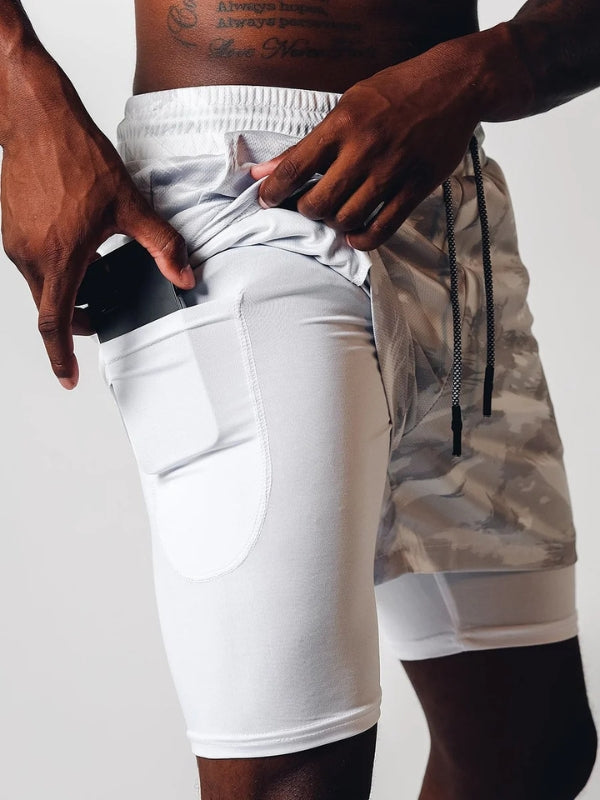 Herren 2-in-1 Sportshorts Felix für Sommer-Training & Freizeit. Komfortable Fitness- & Laufshorts mit Innenshorts.