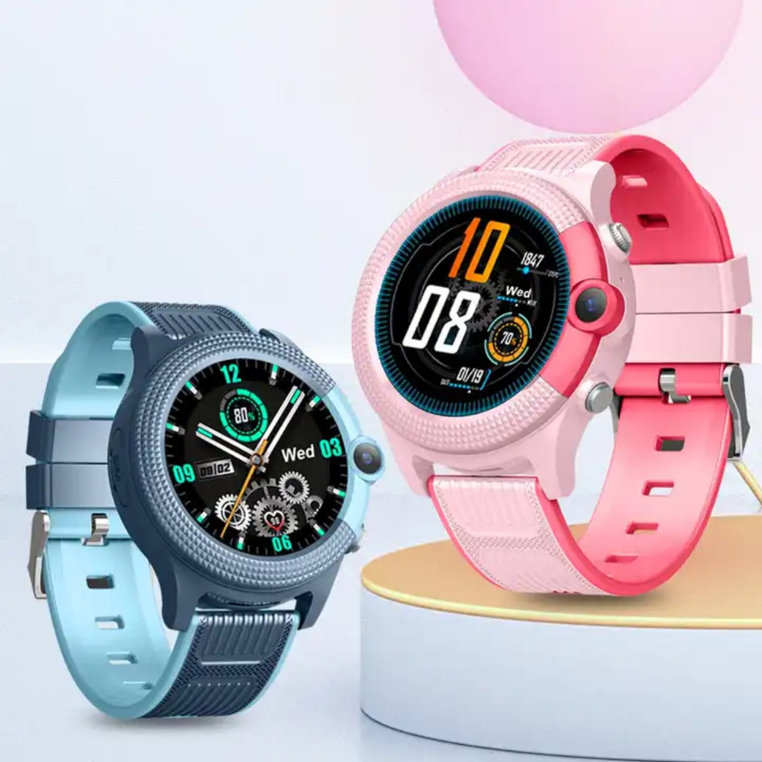 Kinder-Smartwatch mit GPS, Kamera & Anruffunktion für sicheren Alltag, farbiges Display.