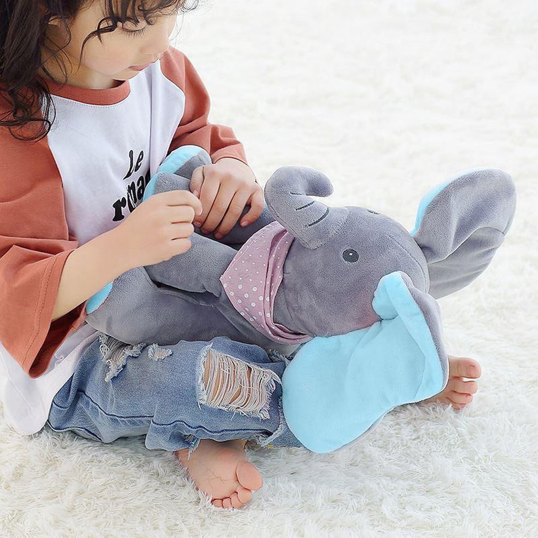 Musikalischer Plüschelefant Ellie singt & wackelt. Weiches interaktives Babyspielzeug.