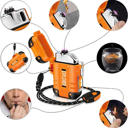 Robustes wasserdichtes Sturmfeuerzeug für Outdoor & Survival-Aktivitäten.