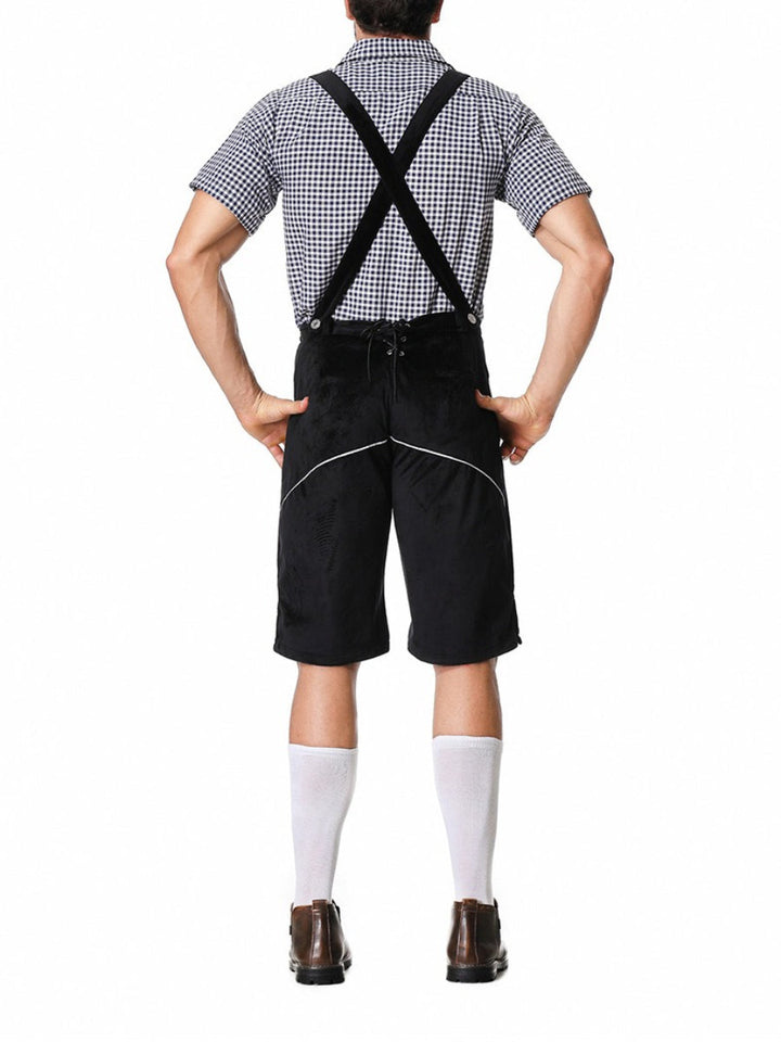Klassische Herren Lederhose für Oktoberfest, traditionelle bayerische Trachtenmode mit Stickereien.