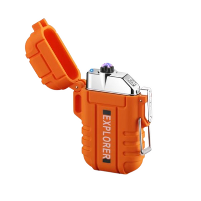 Sturmfeuerzeug wasserdicht & aufladbar. Ideal für Camping, Wandern und Survival-Situationen.