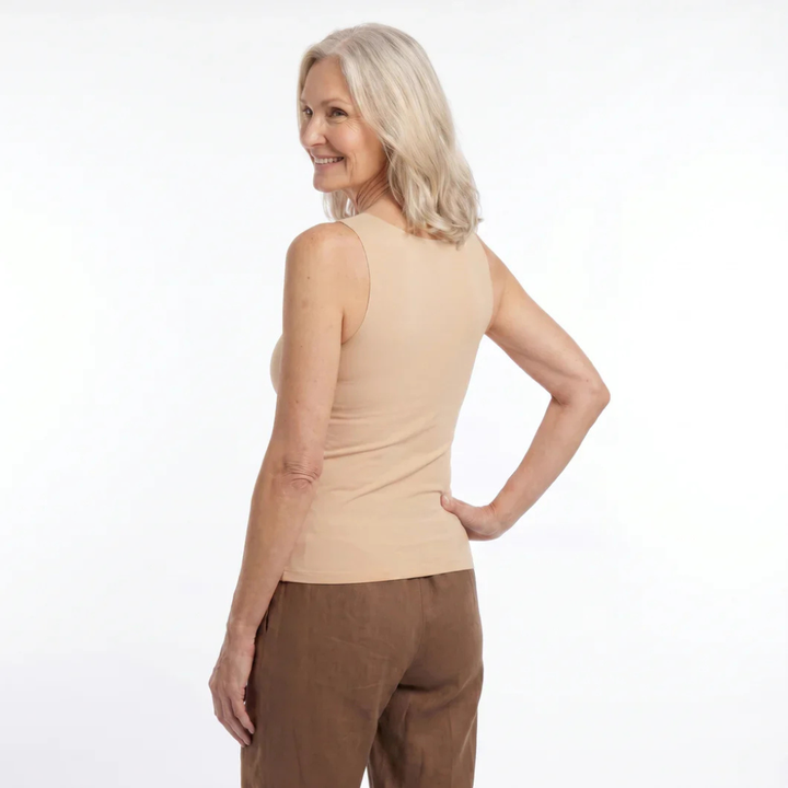 Damen Unterhemd Tanktop mit Sport-BH, atmungsaktiv und feuchtigkeitsregulierend.