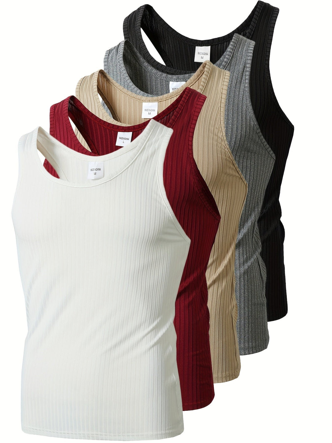Komfortables Herren Tanktop Set mit Rippstruktur, leicht & atmungsaktiv für Sportbekleidung & Freizeit.