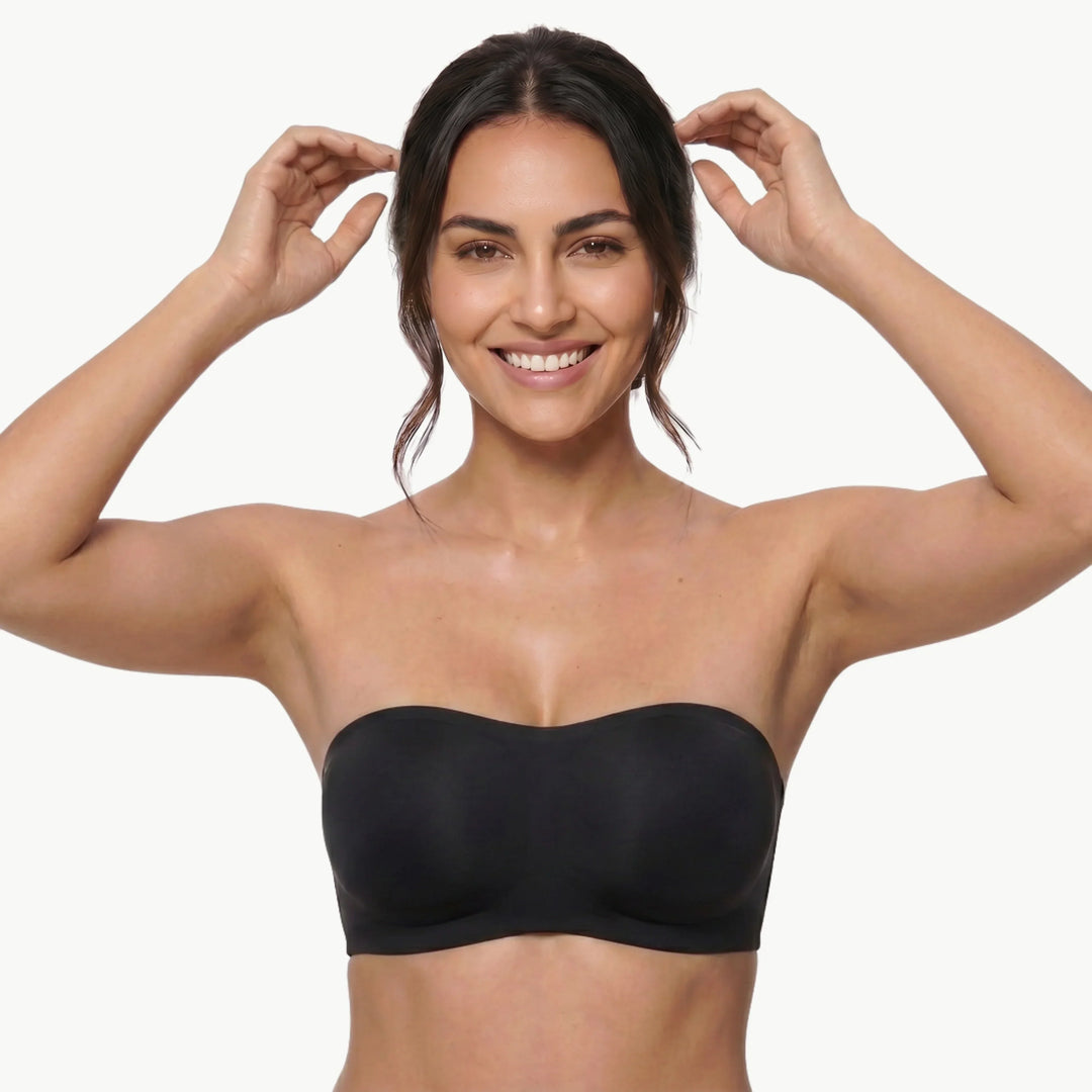 Rückenfreier Push-up BH für Damen, trägerlos & bügellos, perfekt für festliche Anlässe & leichte Stoffe.