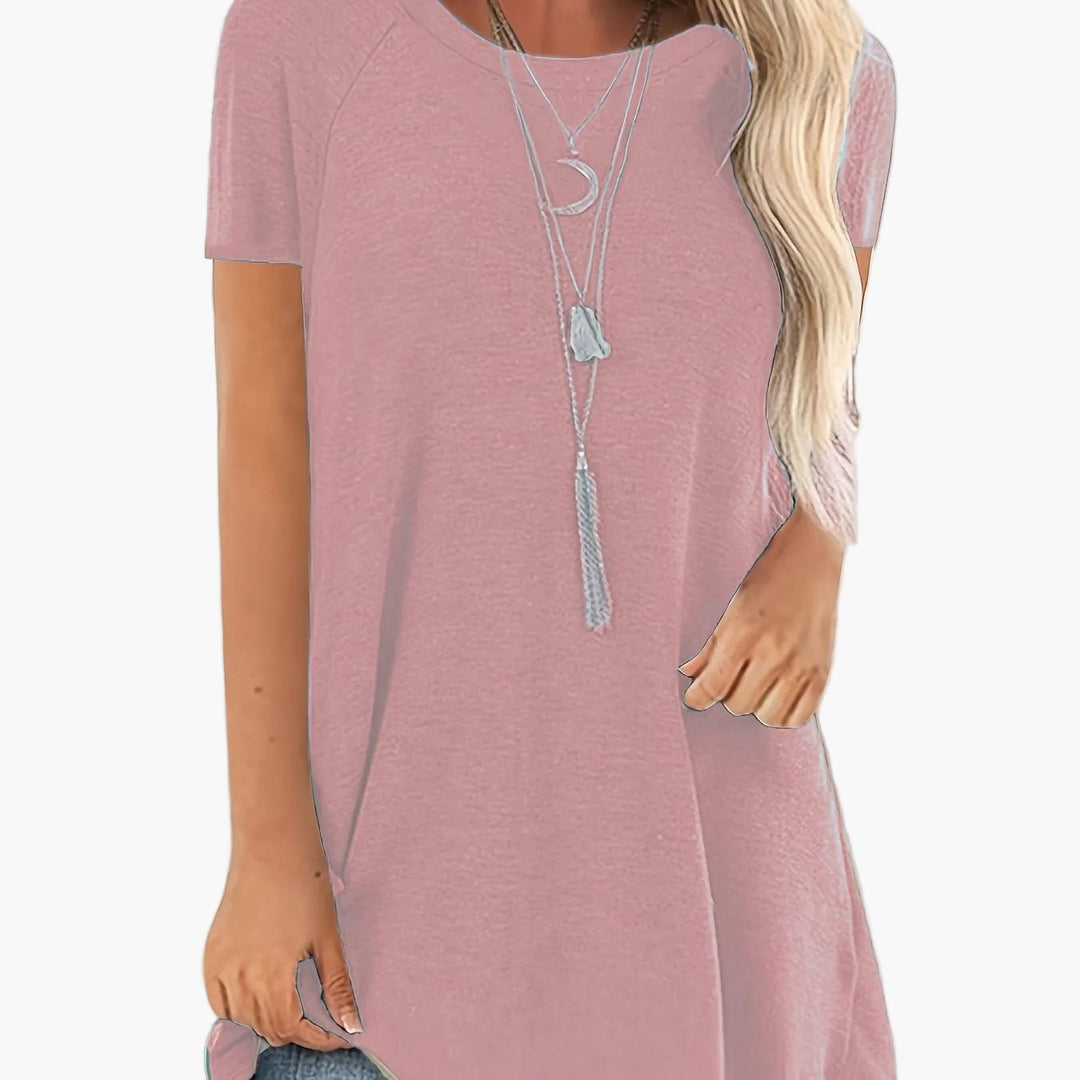 Bürotaugliches Damen Tunika Shirt, Kurzarm, eleganter Schnitt, für stilvollen Auftritt.