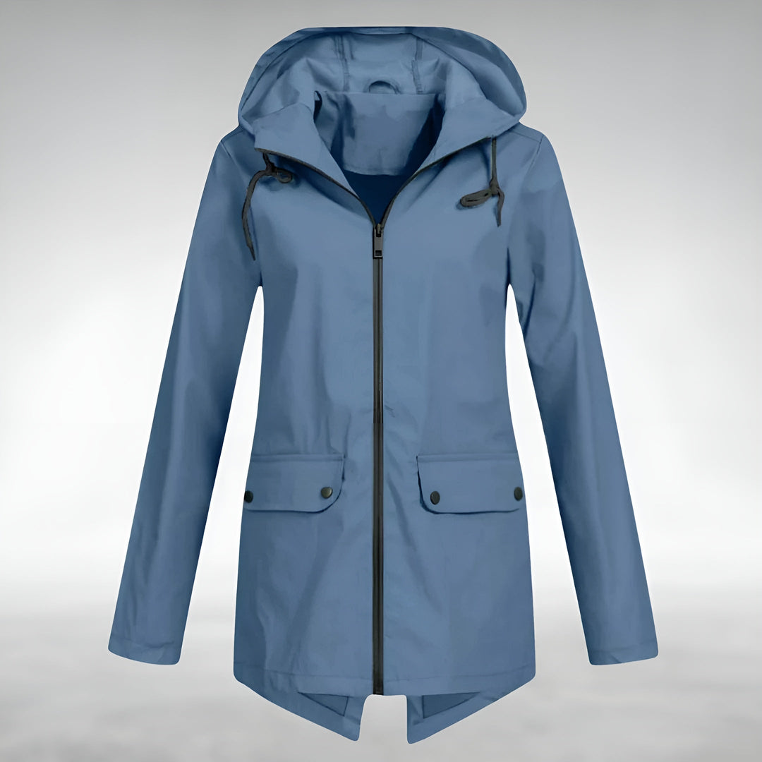 Damen Regenjacke, wasserdicht & elegant, mit Kapuze für Frühling & Herbst. Ideal für Freizeit & Alltag.