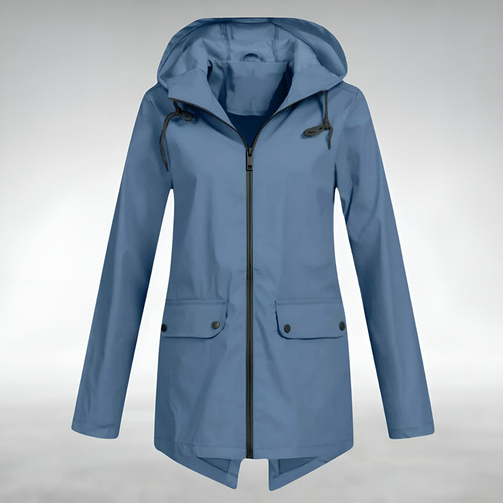 Damen Regenjacke, wasserdicht & elegant, mit Kapuze für Frühling & Herbst. Ideal für Freizeit & Alltag.