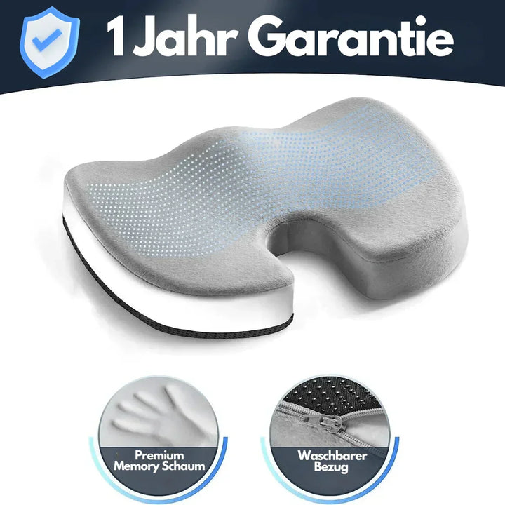 Konturiertes ergonomisches Sitzkissen, 4D Design, bietet Druckentlastung & Haltungskorrektur.