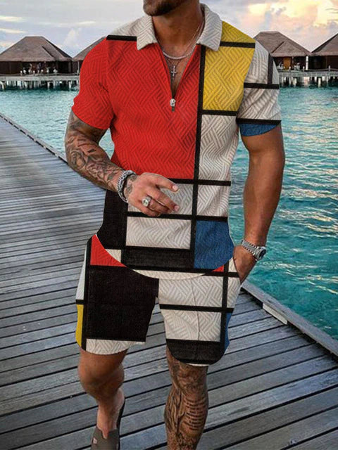 Vielseitiges Herren Sommer Set: Kurzarm T-Shirt und Shorts, bequem und stylisch für jeden Anlass.