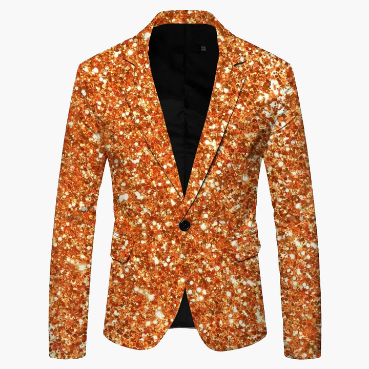 Geöffnetes Herren Slim Fit Sakko, marineblau, zeigt den eleganten Ein-Knopf-Verschluss & Revers.