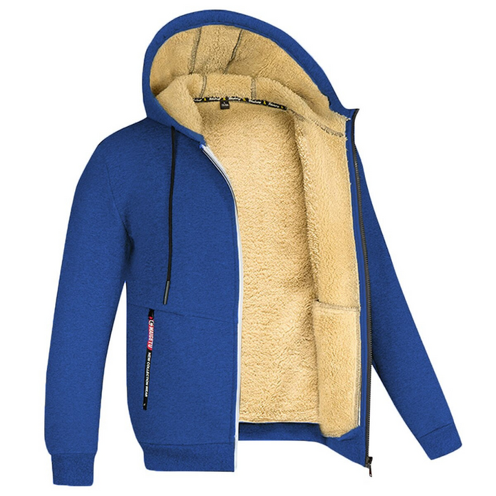 Nahaufnahme: Hochwertiges, warmes Material der Herren Winterjacke. Strapazierfähig & bequem.