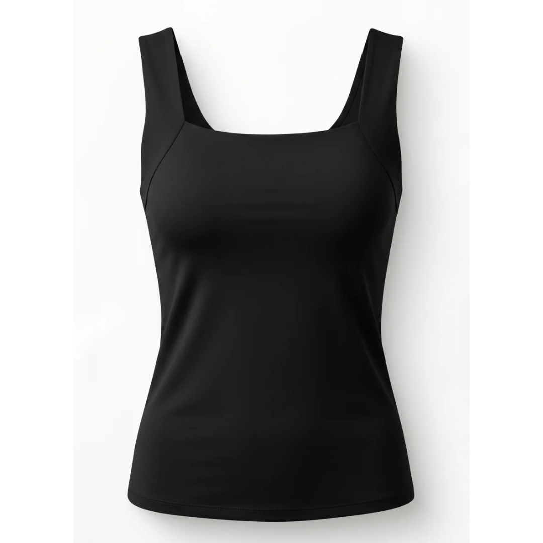Weiches Damen Tanktop mit eingearbeitetem Sport-BH, ideal für sensible Haut.