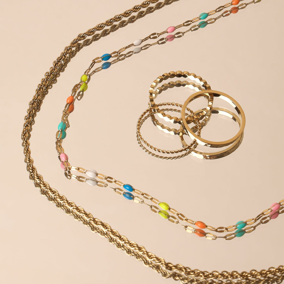Hypoallergene Regenbogen Choker Halskette für Damen, bunt, ideal für empfindliche Haut.