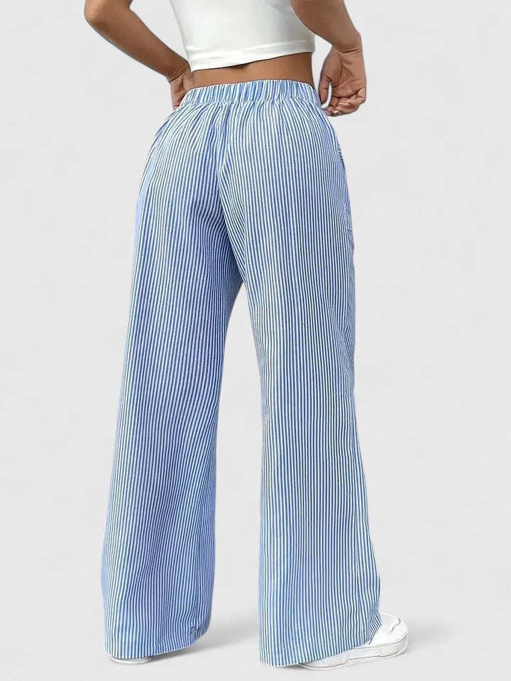 Vielseitige Damen Wide-Leg Hose. Elegant & casual. Mit elastischem Bund, Bindeband & Taschen.