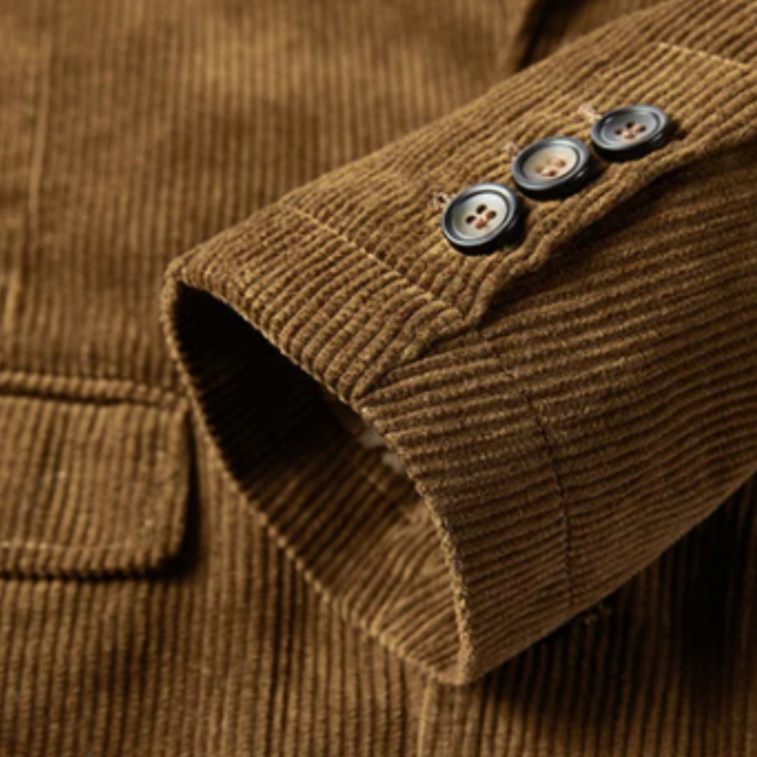 Marineblauer Herren Struktur-Blazer mit feinen Vintage-Details, elegante Jacke für moderne Herrenmode.