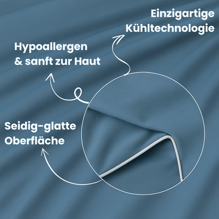 Hochwertige Eisseide-Decke, kühlend und hypoallergen, für empfindliche Haut und besten Schlaf.