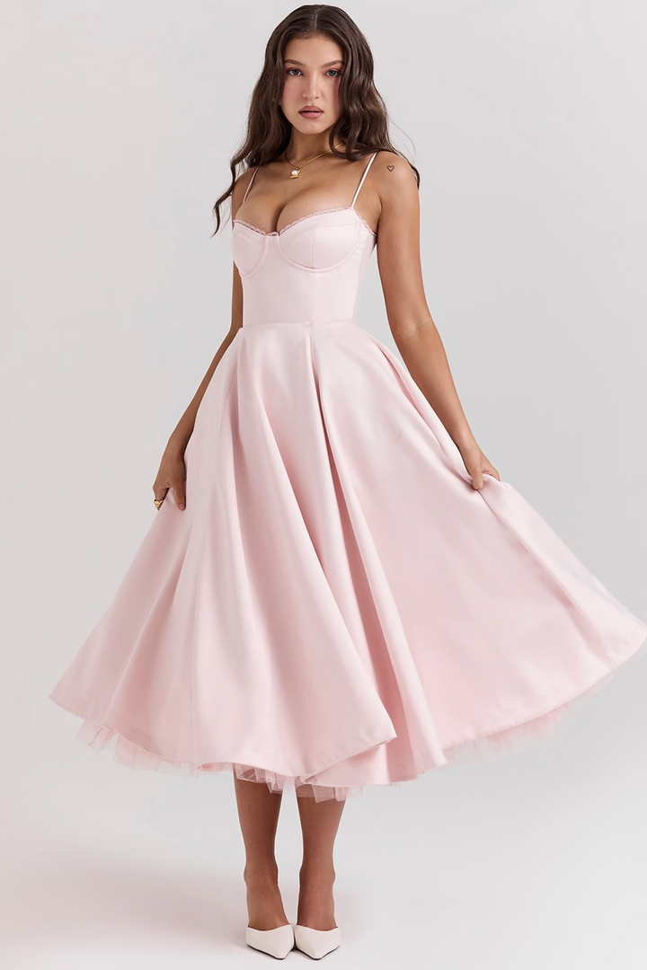 Zeitloses Damen Midi-Kleid, schmeichelnd geschnitten, perfekt für Hochzeiten, Partys und andere Festlichkeiten.