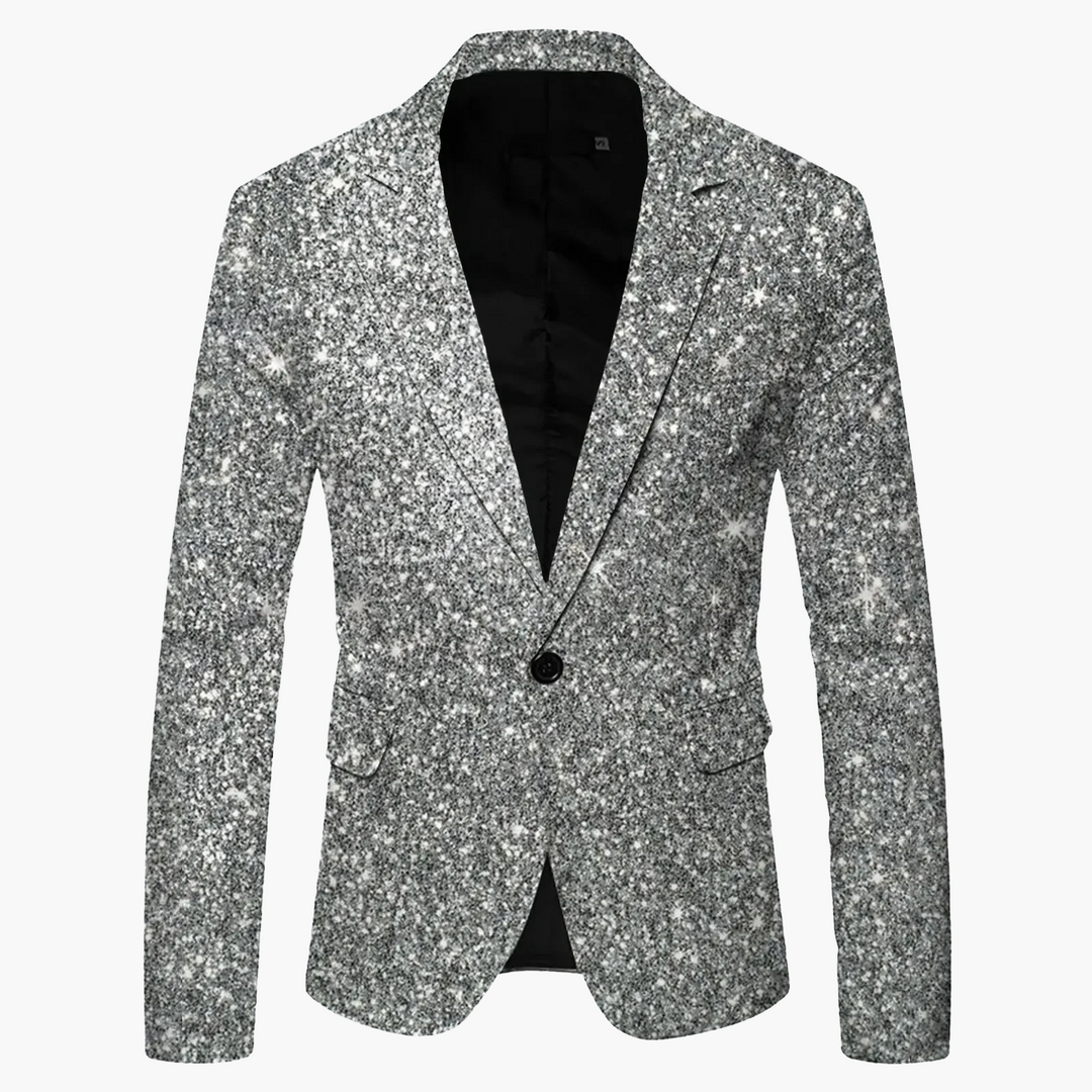 Klassischer Herren Slim Fit Ein-Knopf Blazer, hellblau, perfekt für formelle und legere Anlässe.