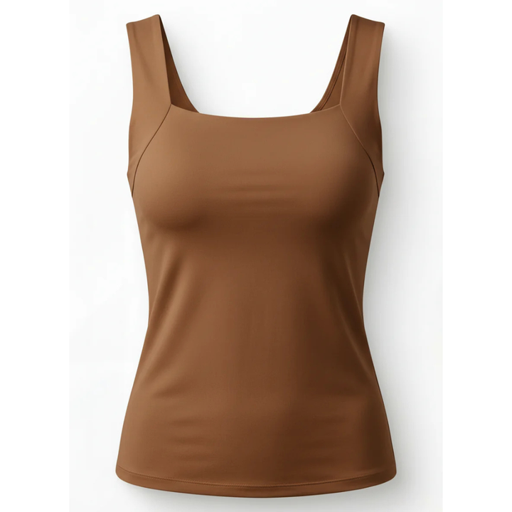 Seamless Damen Tanktop mit Sport-BH-Einlage, ideal für Alltag und leichtes Training.