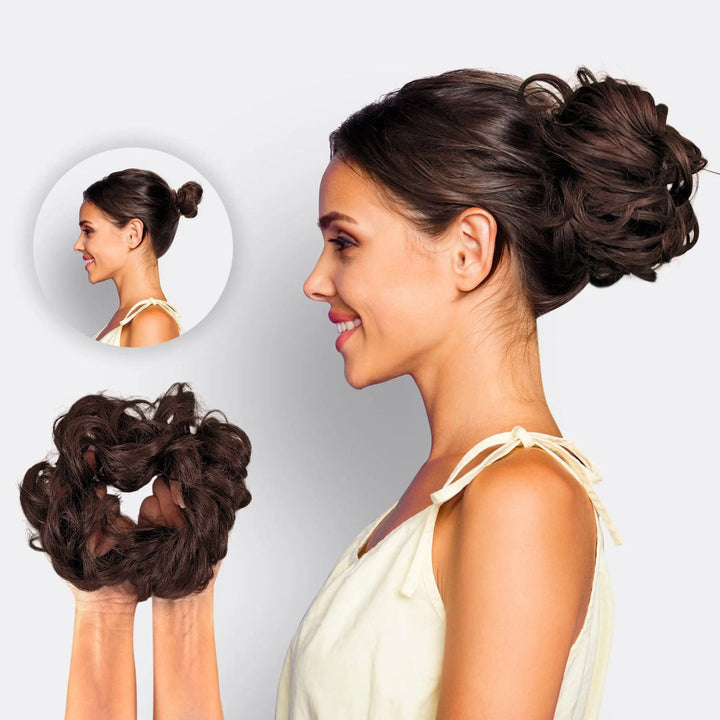 Damen Haarverlängerung Scrunchie BunPop für voluminöse Stylings und volle Dutts.