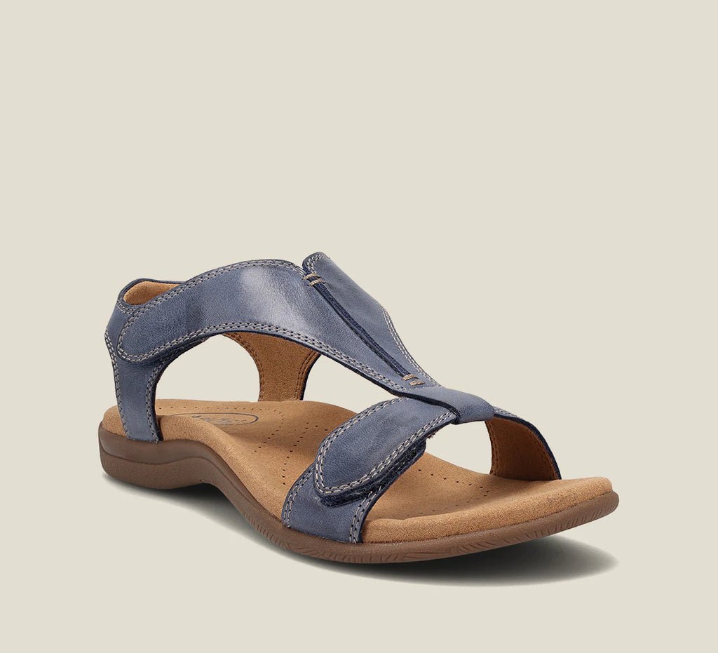 Graue Komfortschuhe für Damen, orthopädisch, ideal als Alltagssandalen mit verstellbaren Riemen.