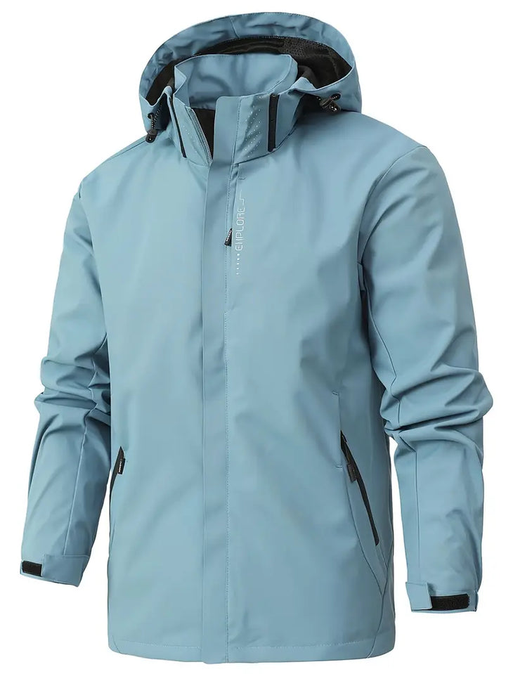 Norberto Herren Regenjacke mit Reißverschluss und Kapuze, wasserdicht für Outdoor-Abenteuer.