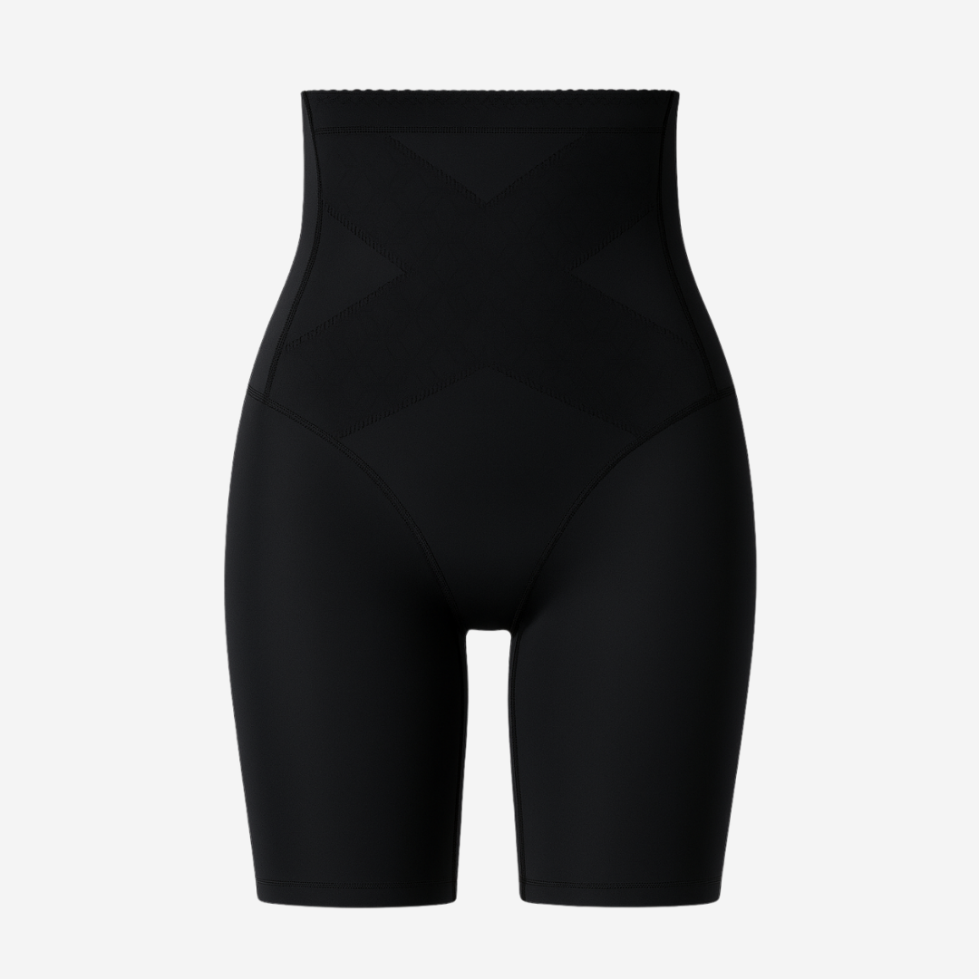 Damen Bauch-Shaper in Schwarz und Beige, atmungsaktives Material für unsichtbaren Straffungseffekt.