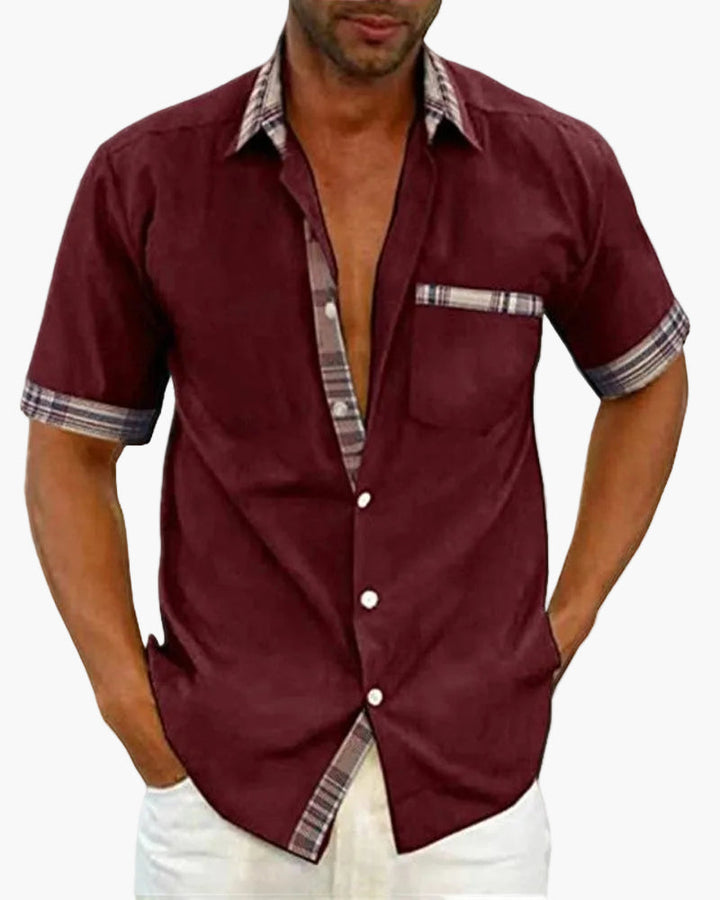 Elegantes Herren Freizeithemd, Kurzarm mit dezentem Karomuster, ideal für einen gepflegten Sommerlook.
