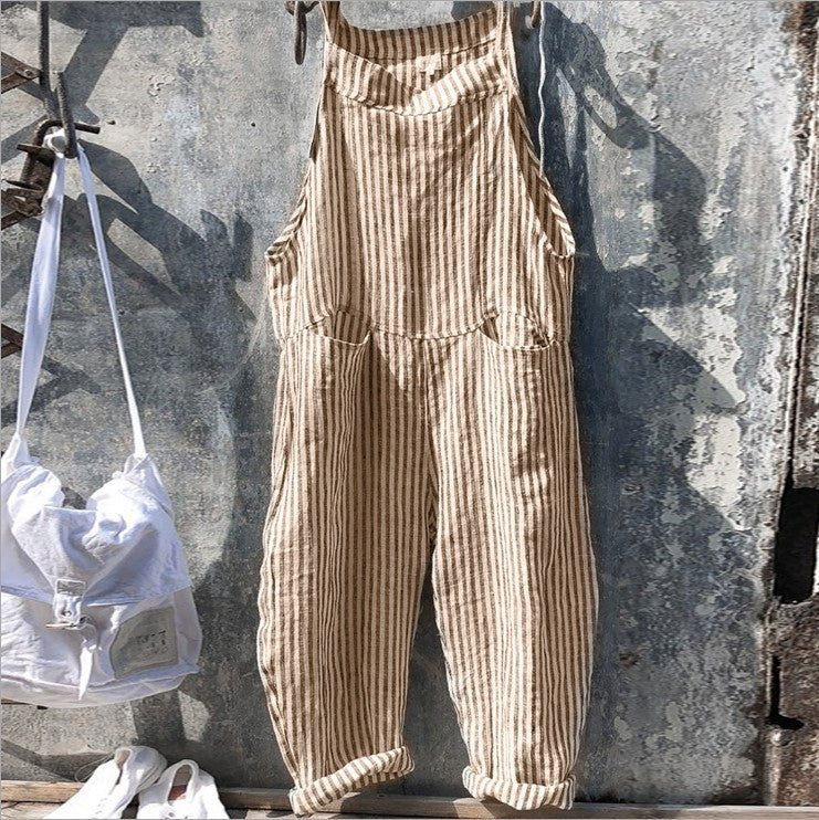 Modischer Damen Jumpsuit im Streifen-Design. Loose Fit und bequem für Freizeit & Alltag.