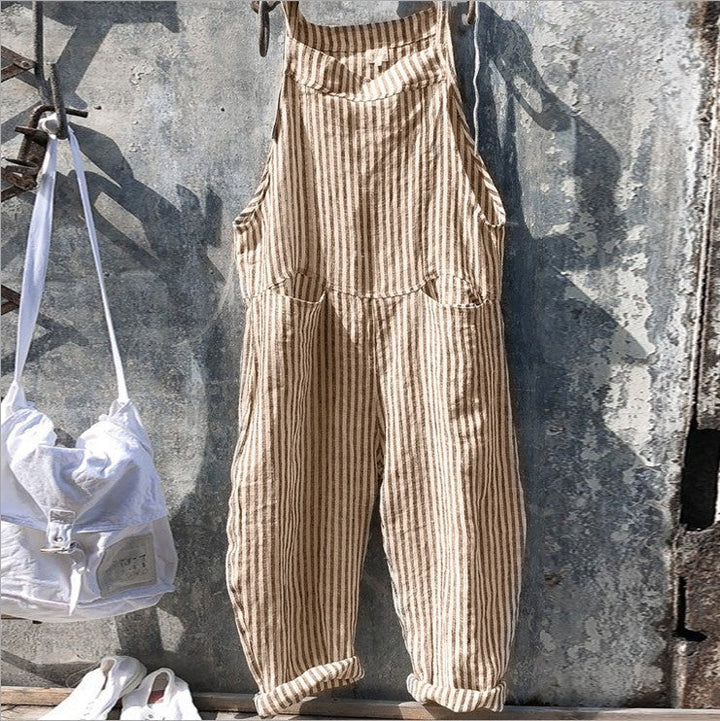 Modischer Damen Jumpsuit im Streifen-Design. Loose Fit und bequem für Freizeit & Alltag.