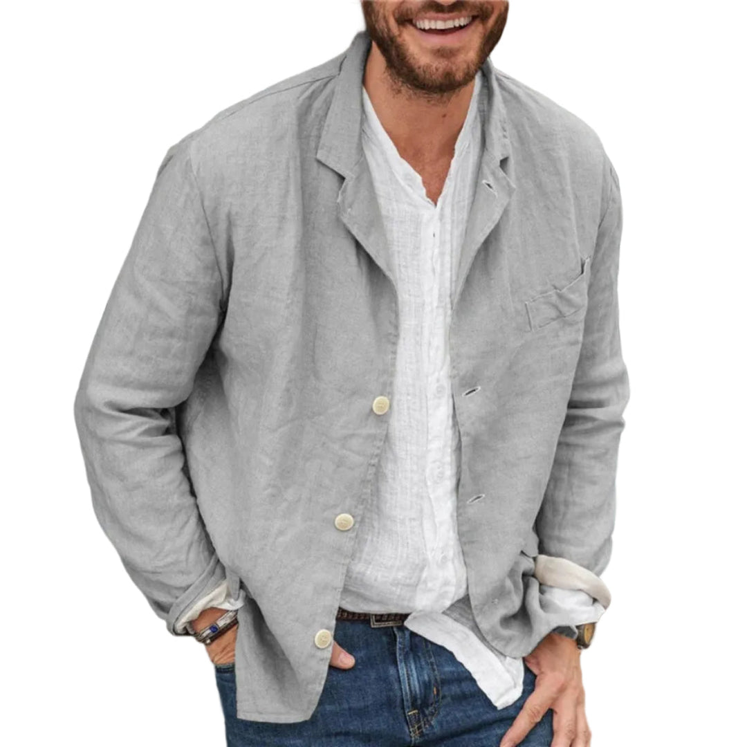 Stylische Herrenjacke mit Reverskragen in smart casual Outfit. Vielseitige Freizeitjacke für Alltag & Geschäft.
